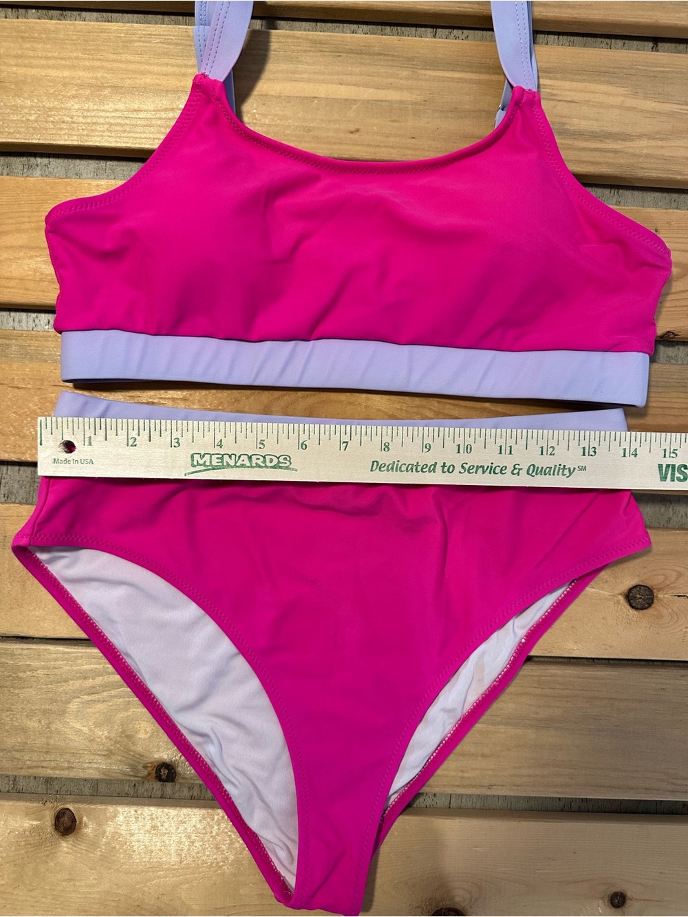 Bikini Suit Triangle Top Bikini Panties Scoop Neck Athletic Swimwear hot pink LG - Picture 6 of 8